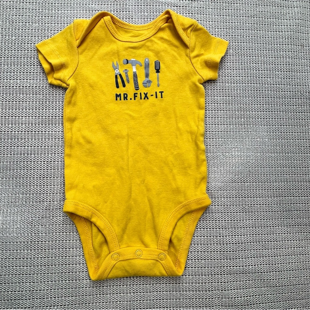 Carter’s Baby Boy Yellow “Mr. Fix It” Graphic One Piece Body Suit - 3 Months